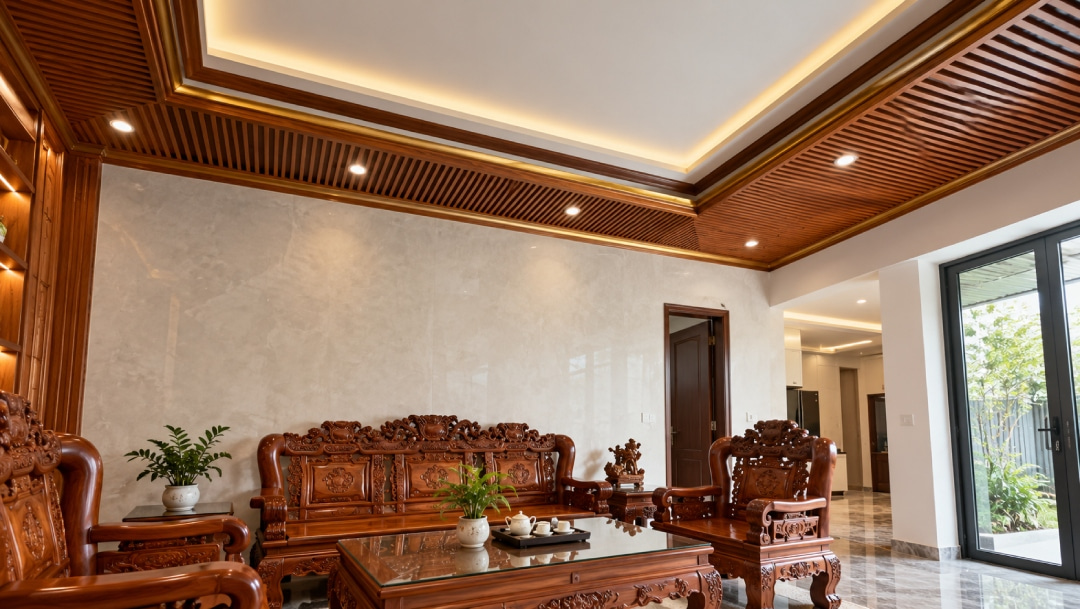 Thi công trần trọn gói cho gia đình anh Minh tại Ngọc Hồi