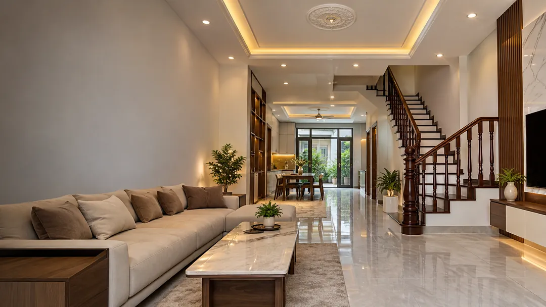 Thi công trần trọn gói cho gia đình bác Hạnh